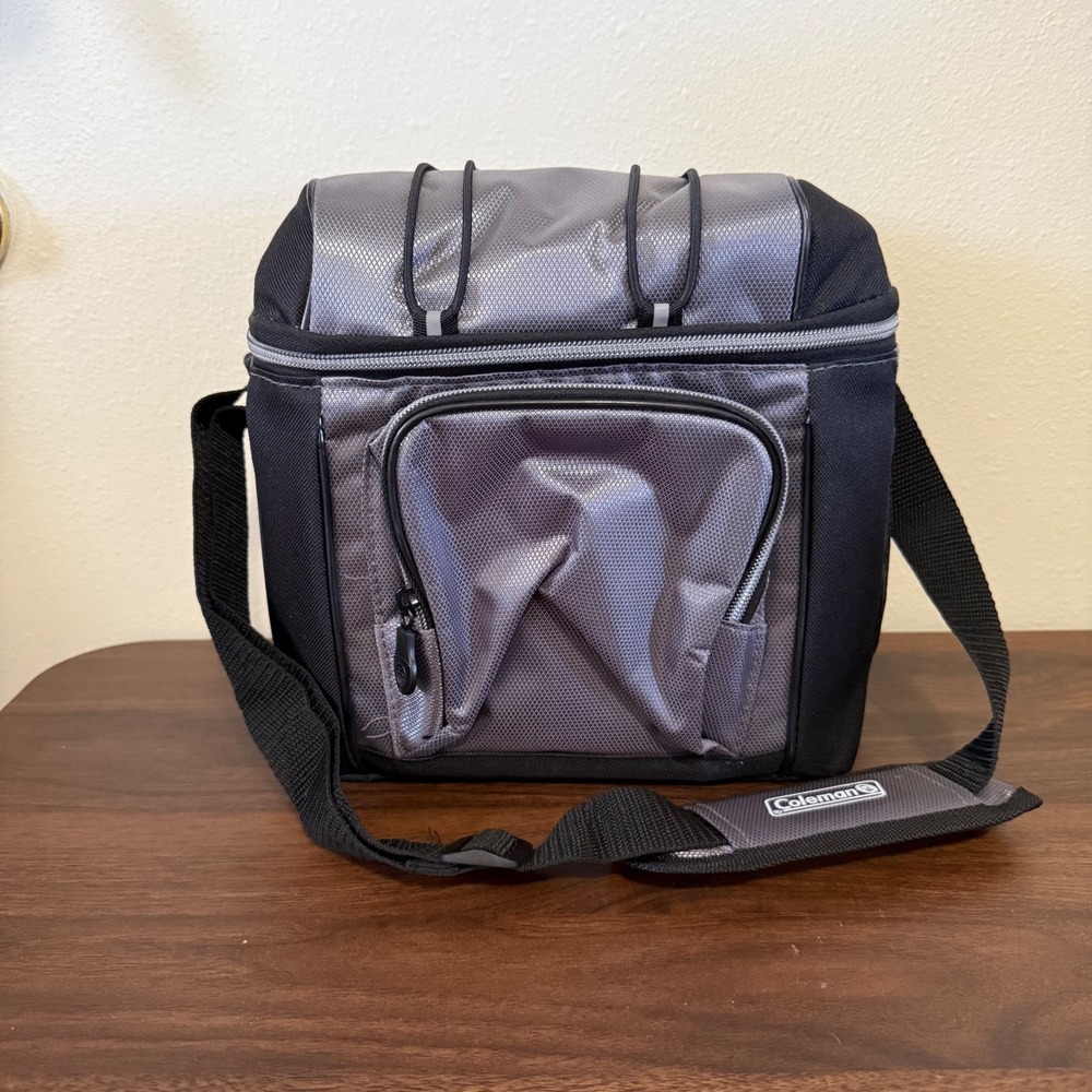 Coleman 9-Can Soft Cooler Lunchbox Gray Removable Hard Liner Picnic Outdoors